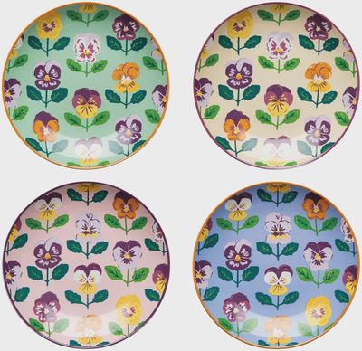 Pansy Appetizer Plates Set of 4 Assorted
