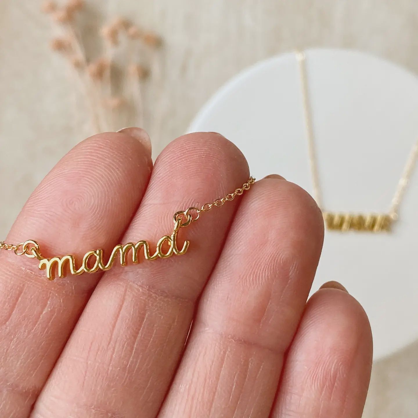 Simple Mama Necklace | Handwritten Lowercase Mama