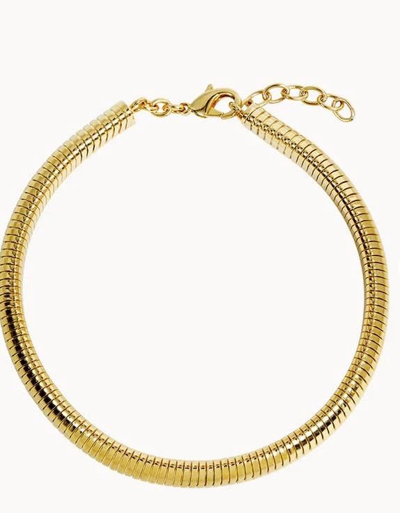 Tobogas, Cobra Omega Collar Necklace- Steel: Gold plated