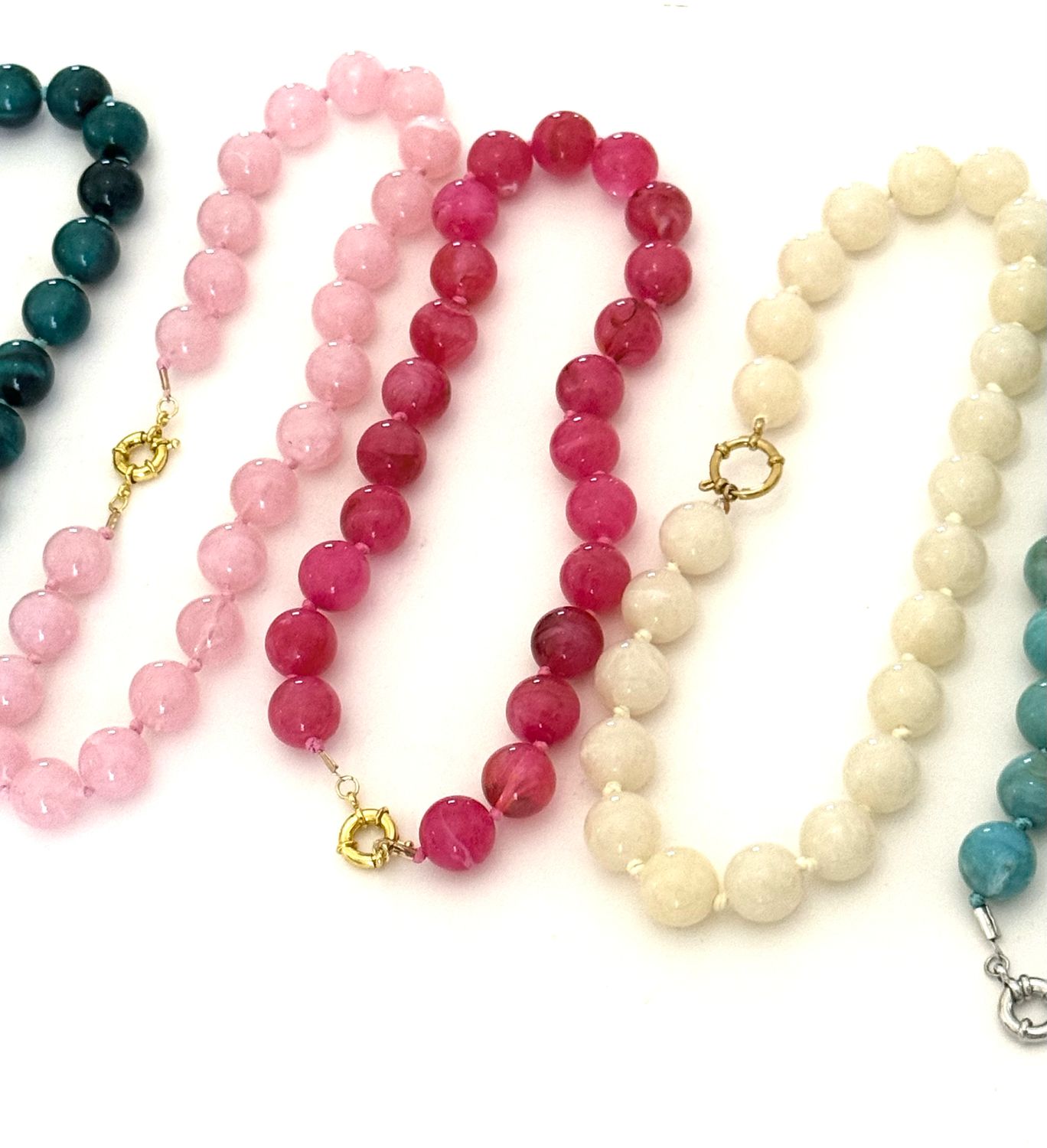 Été Beads Beaded Necklace with PVD sailor Clasp: Rose