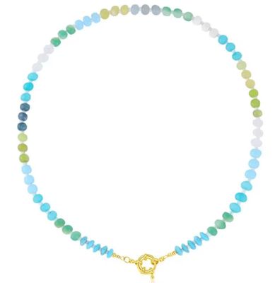 Gemstone Candy Bead Rainbow and Charm Collector Necklace: Sea