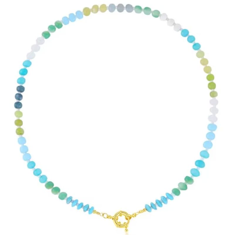 Gemstone Candy Bead Rainbow and Charm Collector Necklace: Sea