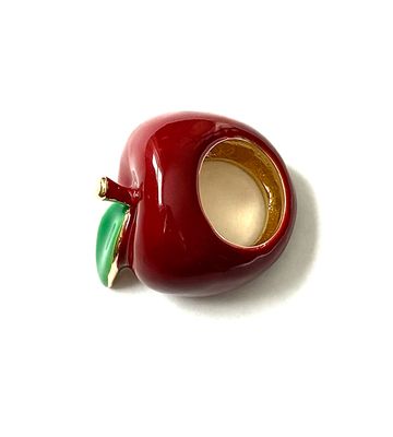 Fruit Basket Ring- Large Dome Fruit Rings- Enamel Hand Made: Apple