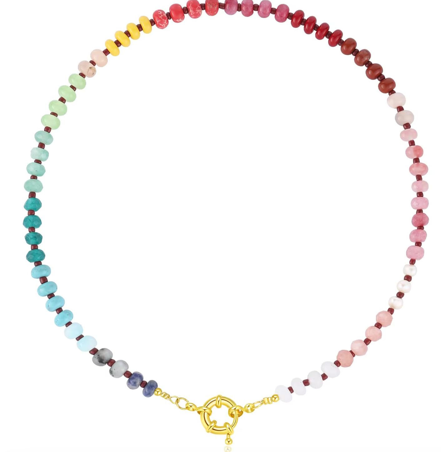 Gemstone Candy Bead Rainbow and Charm Collector Necklace: Desert Party