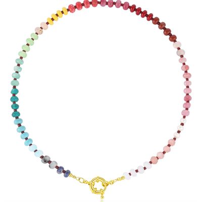 Gemstone Candy Bead Rainbow and Charm Collector Necklace: Desert Party