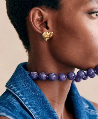 Été Beads Beaded Necklace with PVD sailor Clasp: Lapis