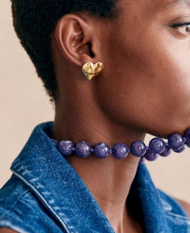 Été Beads Beaded Necklace with PVD sailor Clasp: Lapis