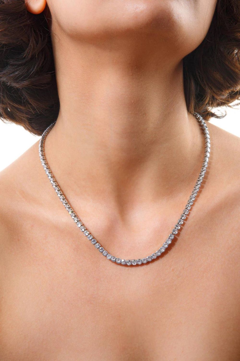 Tennis Necklace., Color: Yellow Gold, Size: 4mm