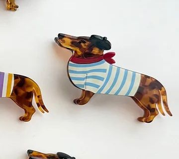 Dachshund Claw Clip Blue Stripes