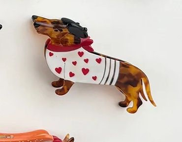 Dachshund Claw Clip Red Heart
