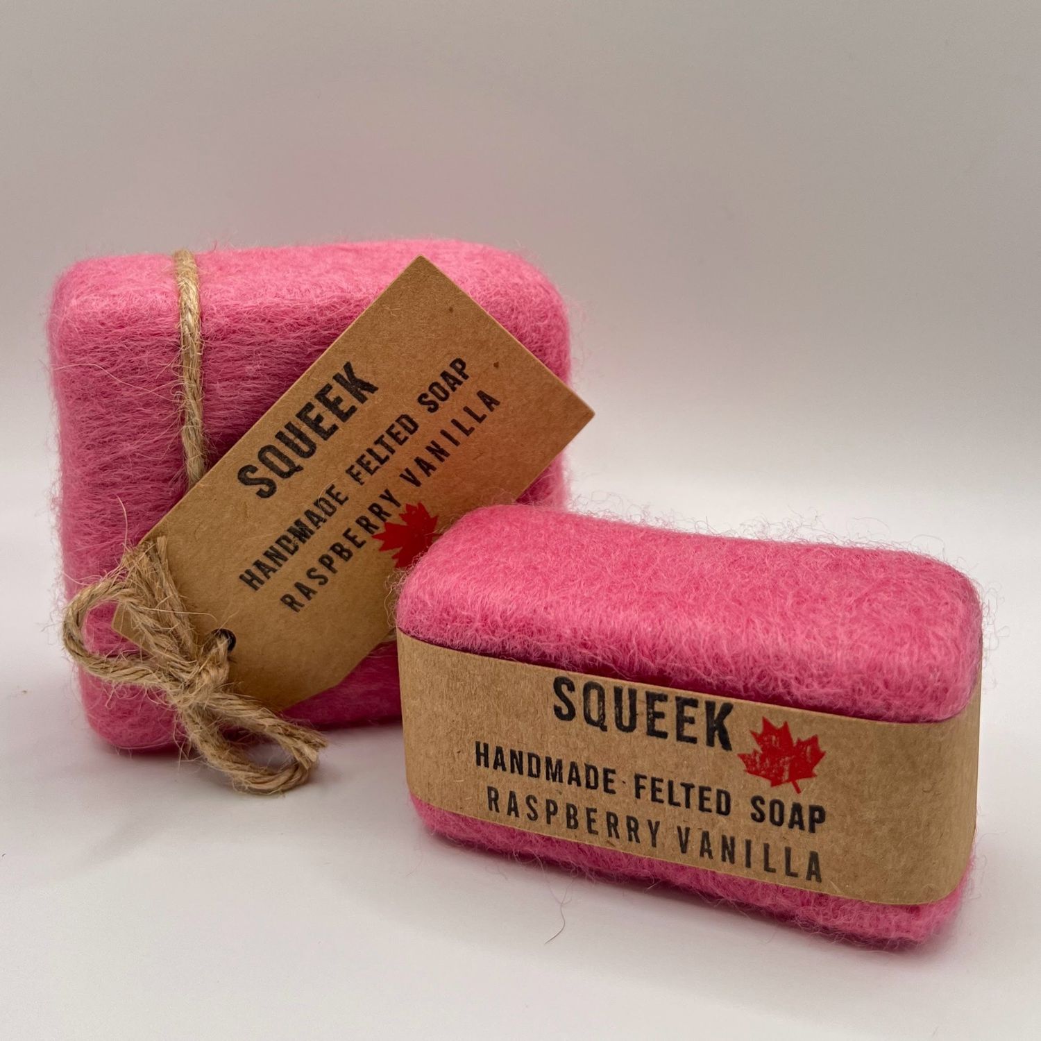 Squeek Felted Soap - Raspberry Vanilla Half Bar