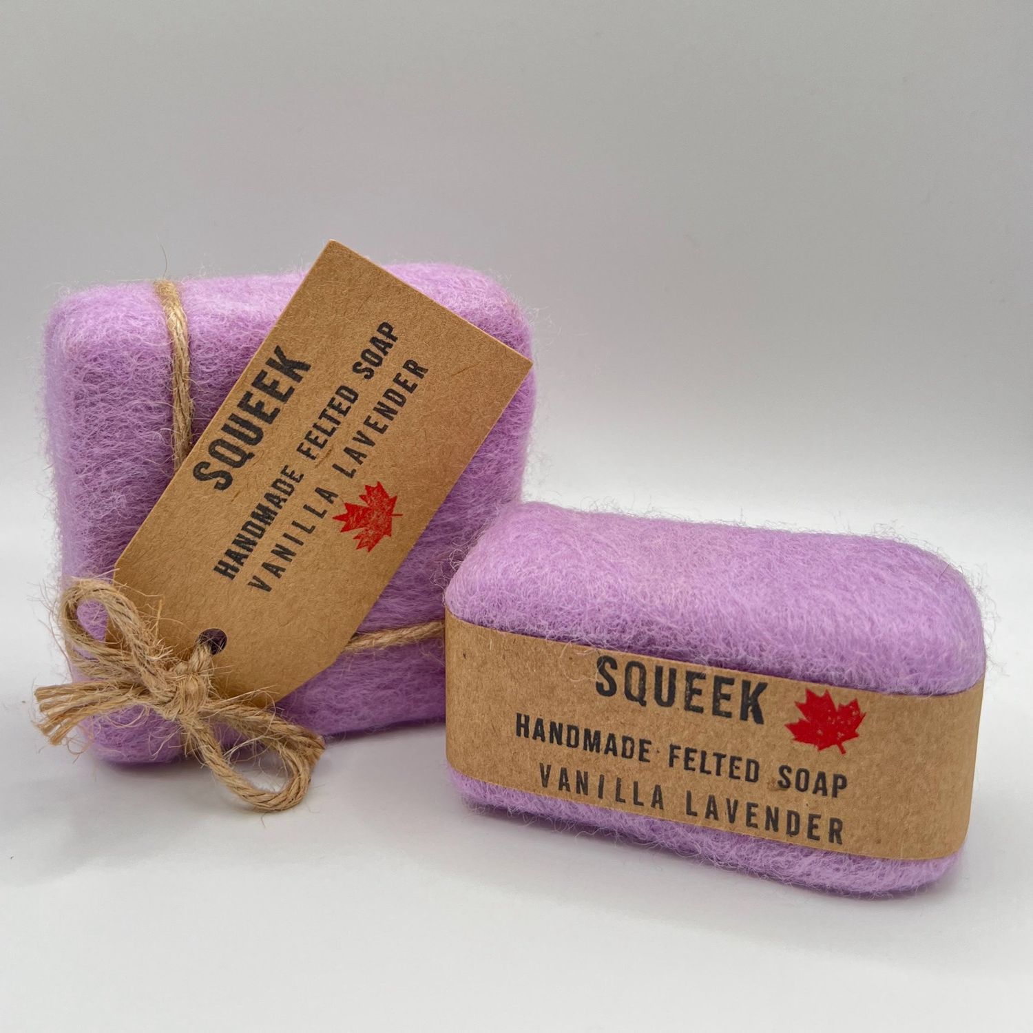 Squeek Felted Soap - Vanilla Lavender Half Bar