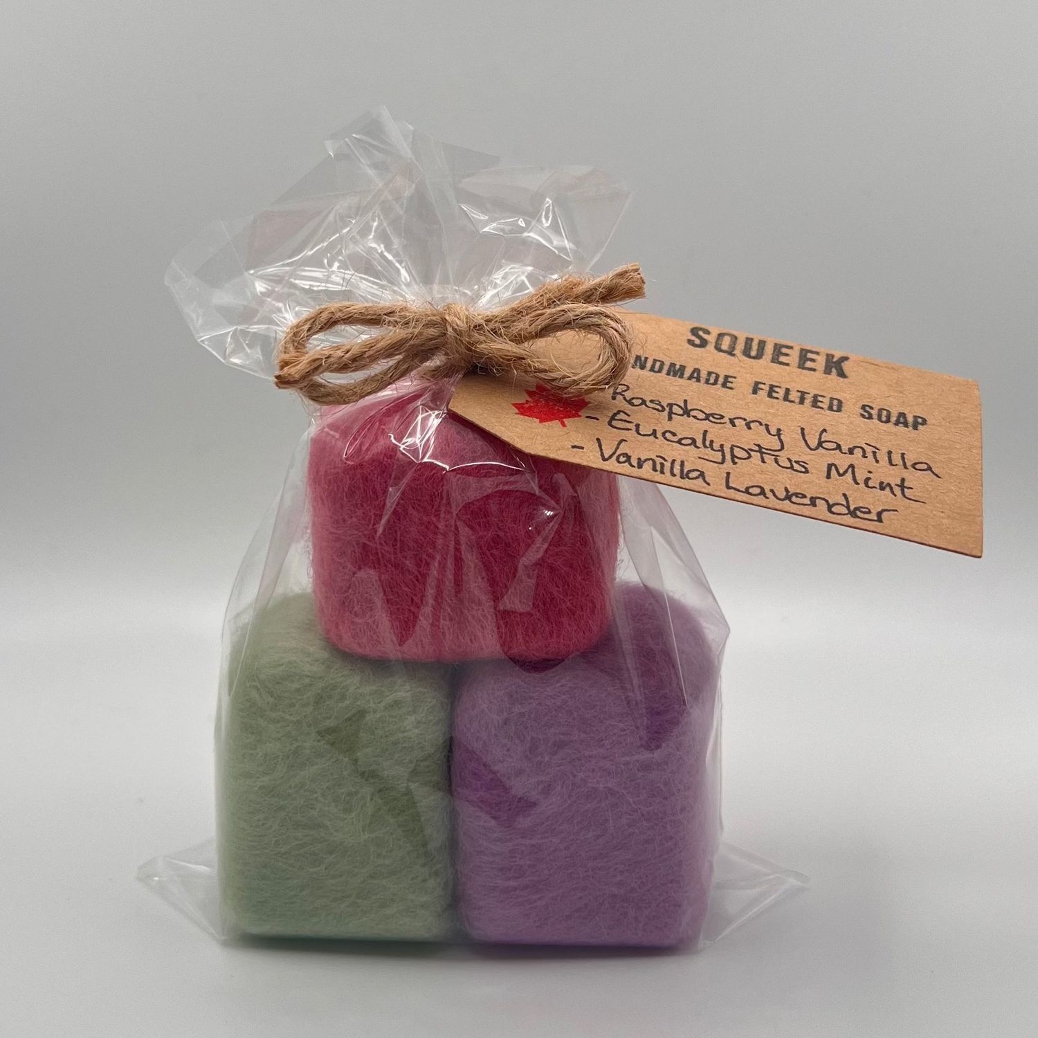 Squeek Felted Soap - Traditional Scents Trio Bag