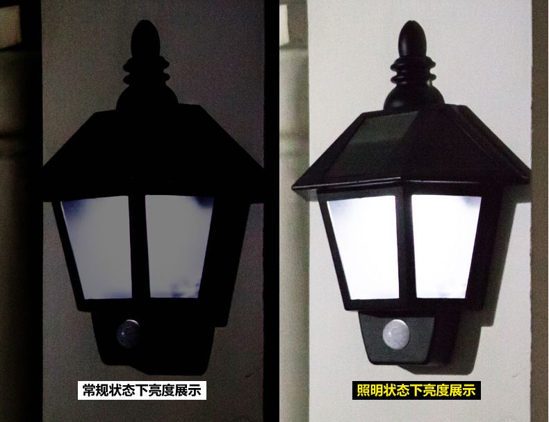 Outdoor Induction Wall Lamp Solar Fence Lamp Garden Lamp Fence Lamp Door Head Lamp, Specification Classification: White light
