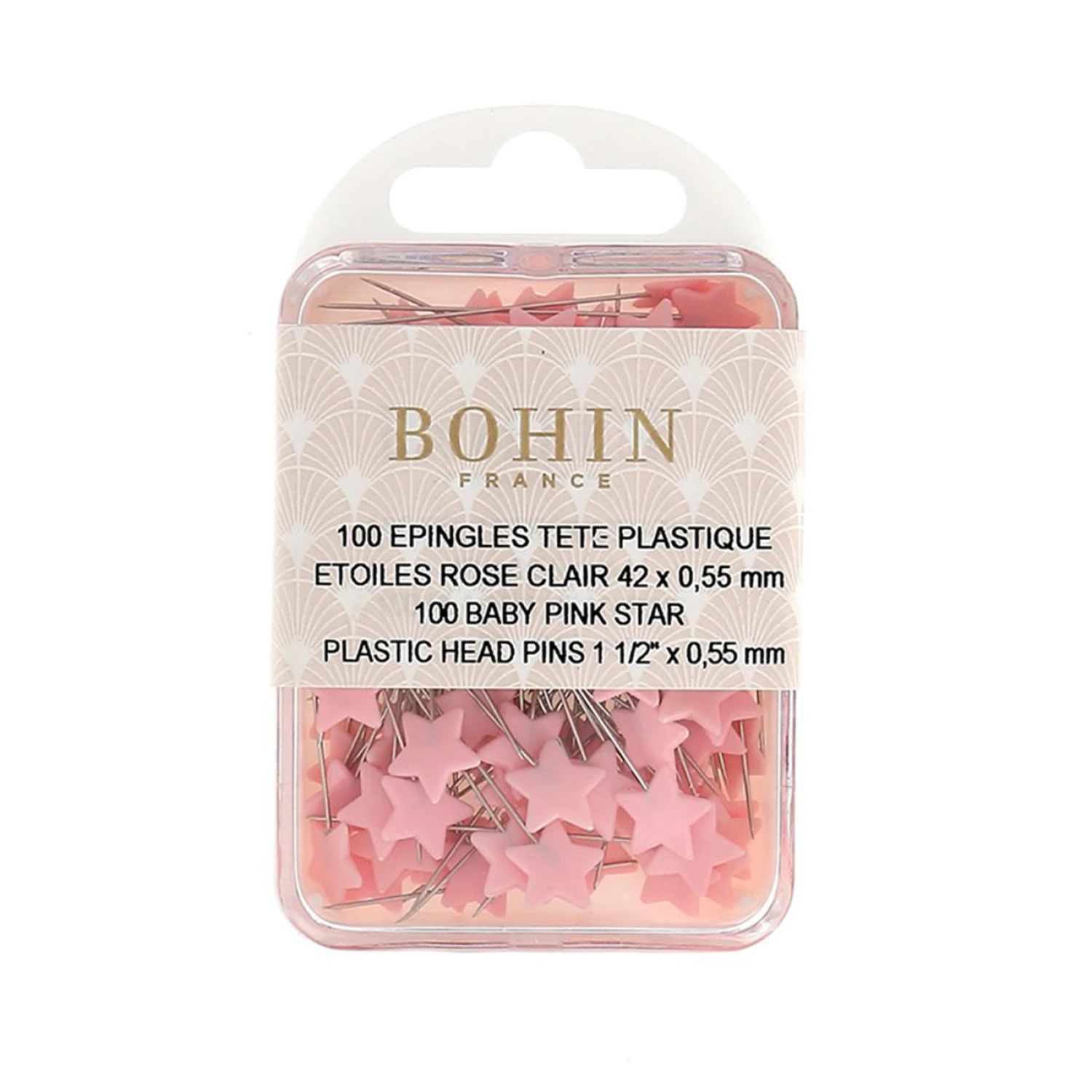 Pink Star Pins .55mm x 1-1/2”,Bohin