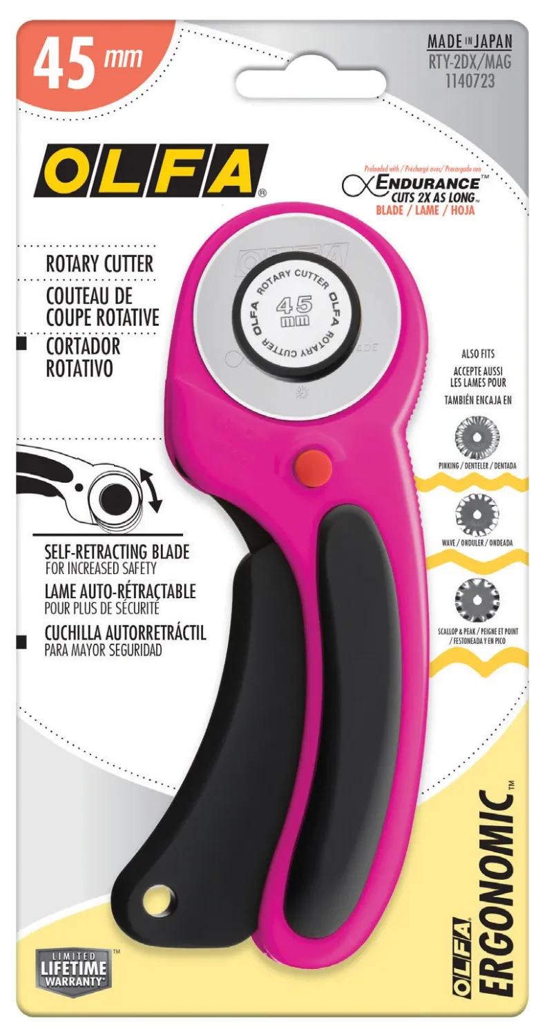 45mm Ergonomic Rotary Cutter in Magenta
