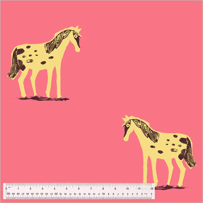 Wild Ponies in Hot Pink,Meadows,Heather Ross