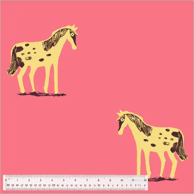Wild Ponies in Hot Pink,Meadows,Heather Ross