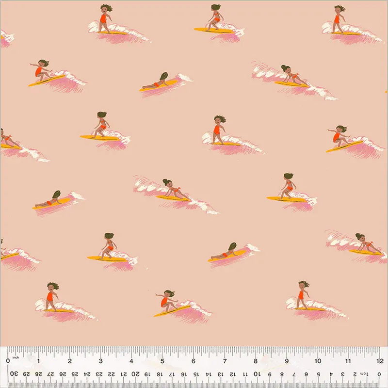 Tiny Surfers in Peach,Malibu by Heather Ross,Windham