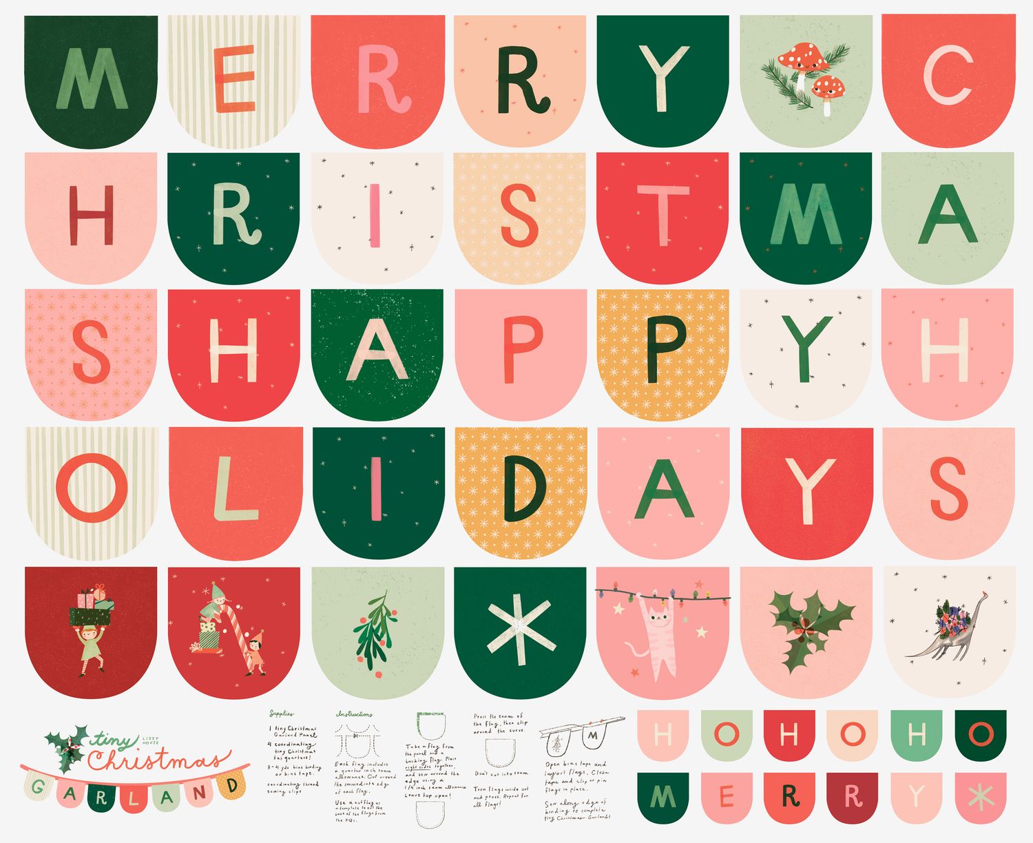 Tiny Christmas Garland Panel