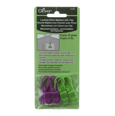 SALE Locking Stitch Markers with Clip 6 pc