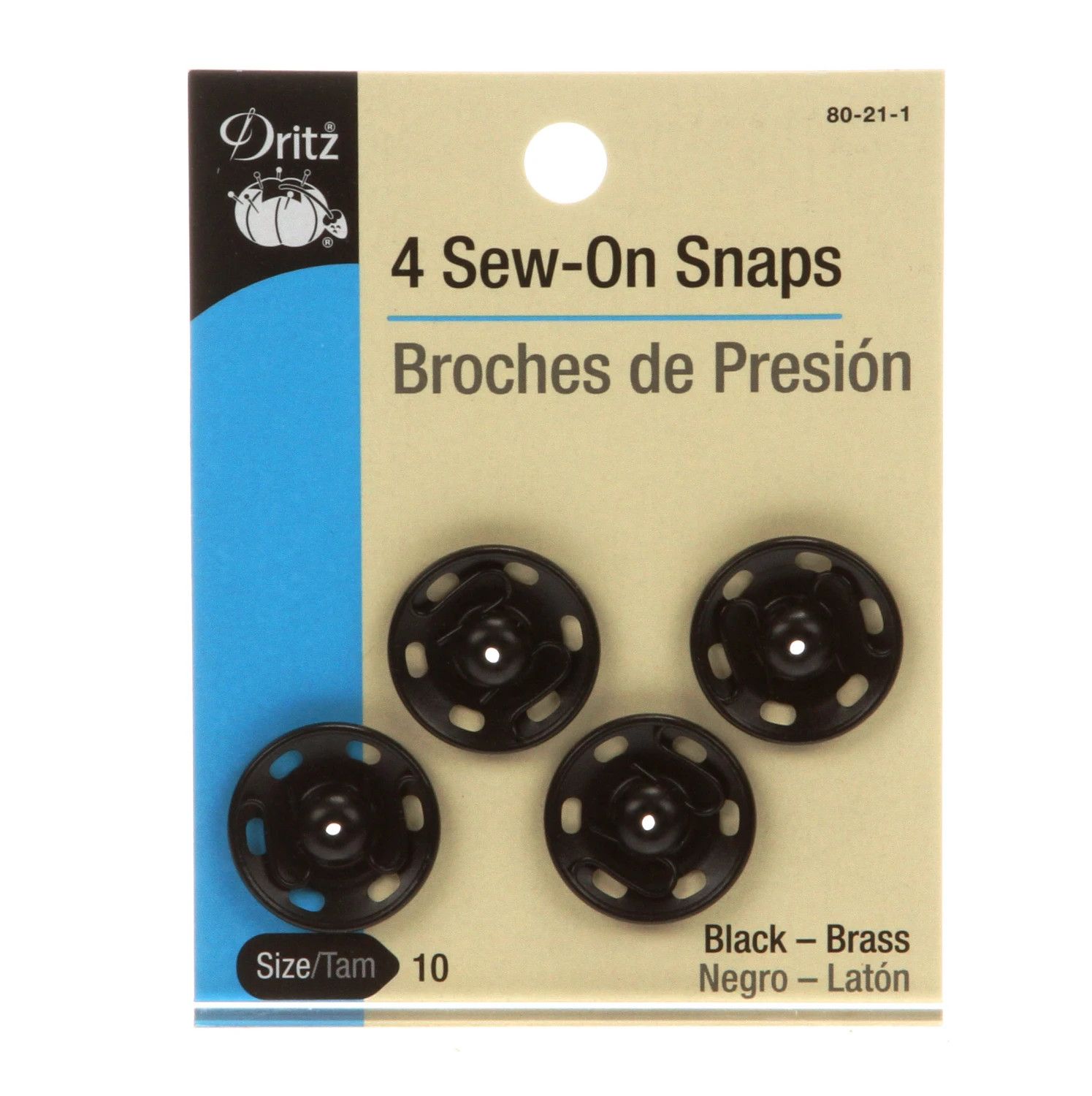 Sew-on Snaps in Black Size 10