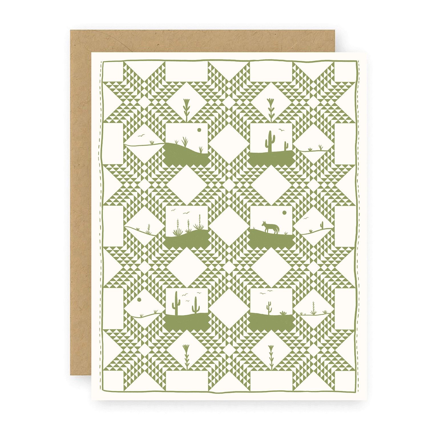 Patchwork Landscape Greeting Card by Elana Gabrielle