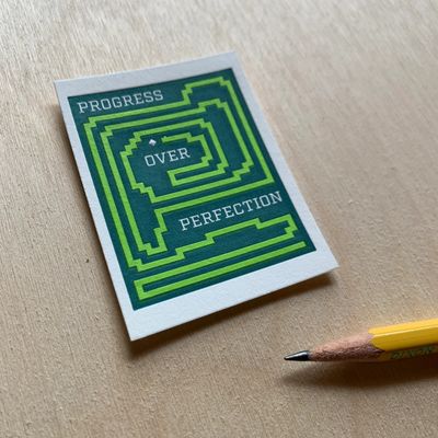 Mini Letterpress Print: Progress Over Perfection