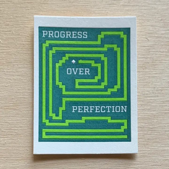 Mini Letterpress Print: Progress Over Perfection