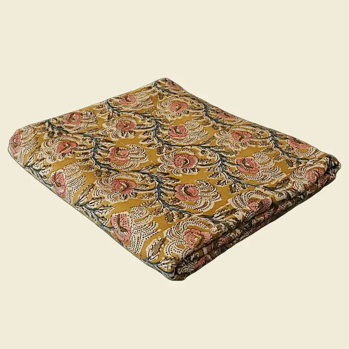 Plant Dyed Hand Block Printed Floral Vine in Earth