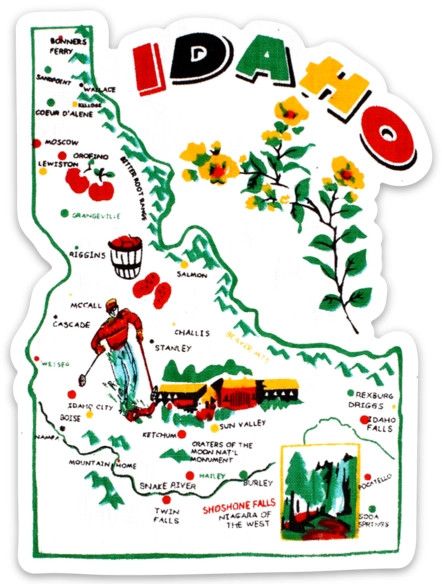 Retro Idaho Map Sticker