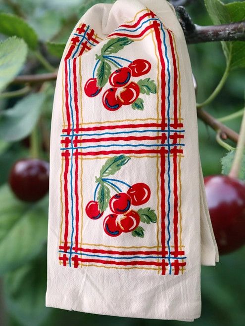 Sweet Cherries Flour Sack Dish Towel