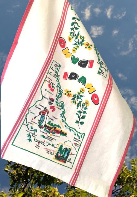 Idaho Map Souvenir Flour Sack Dish Towel