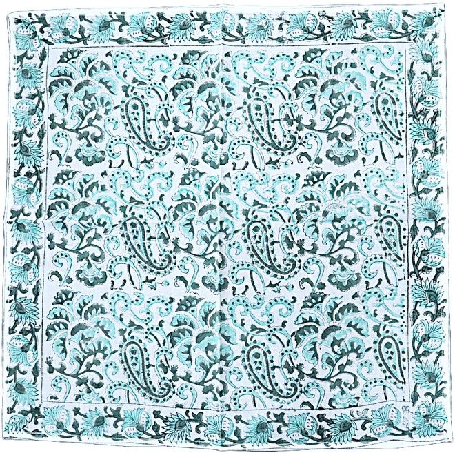 Kalamkari Bandana in Viridian Paisley