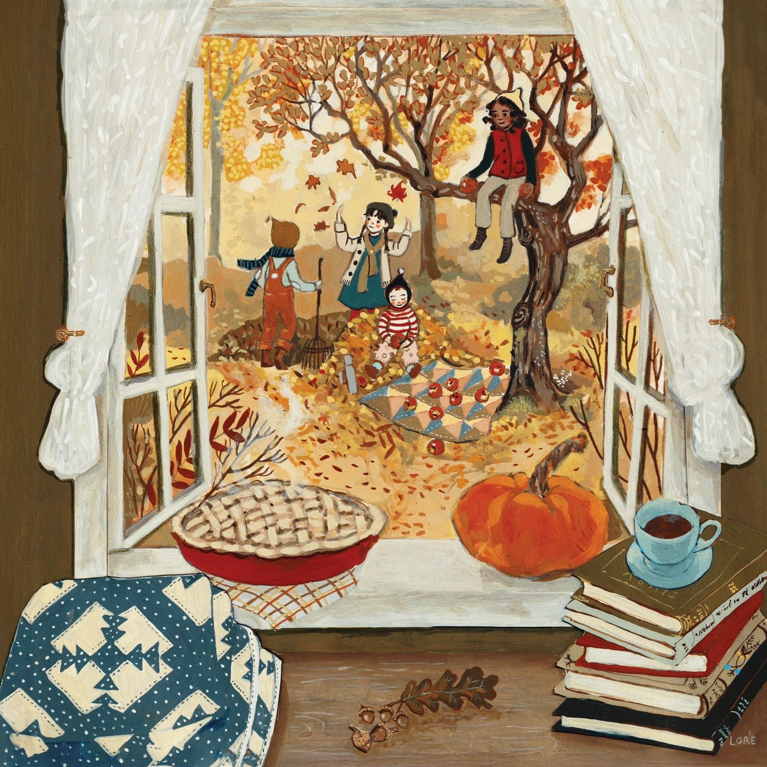 Autumn's Window Mini Puzzle 100 pc by Loré Pemberton