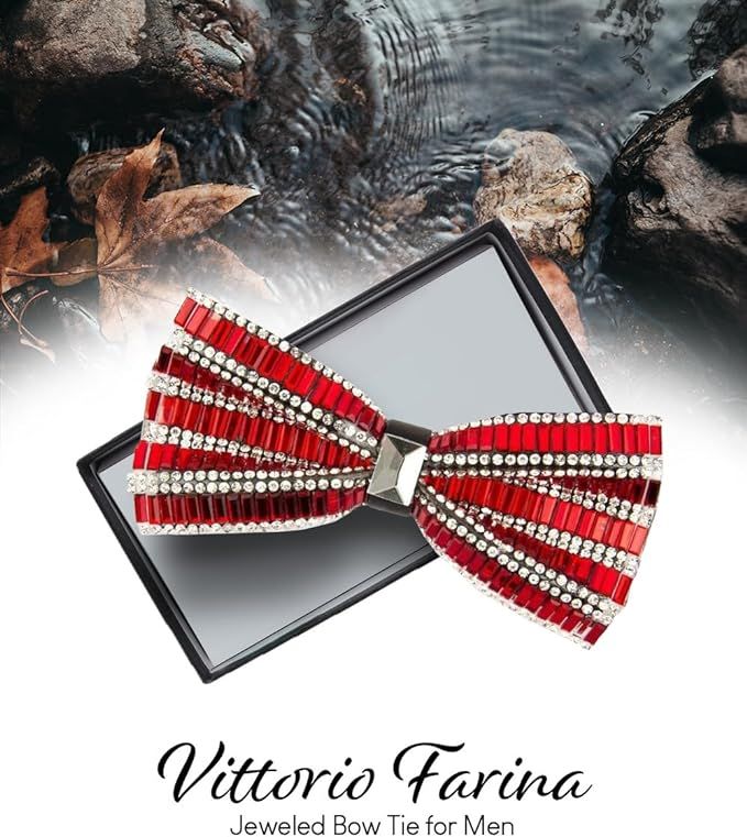 Jeweled Bow Tie, Color: Red