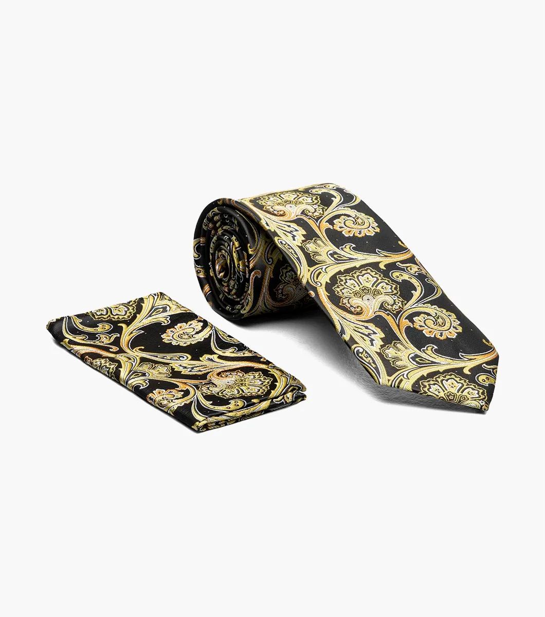 Multi Paisley Tie, Color: Black/Gold