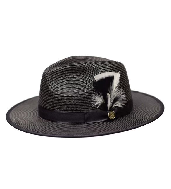 Michael Angelo Straw Brim, Color: Black, Size: S
