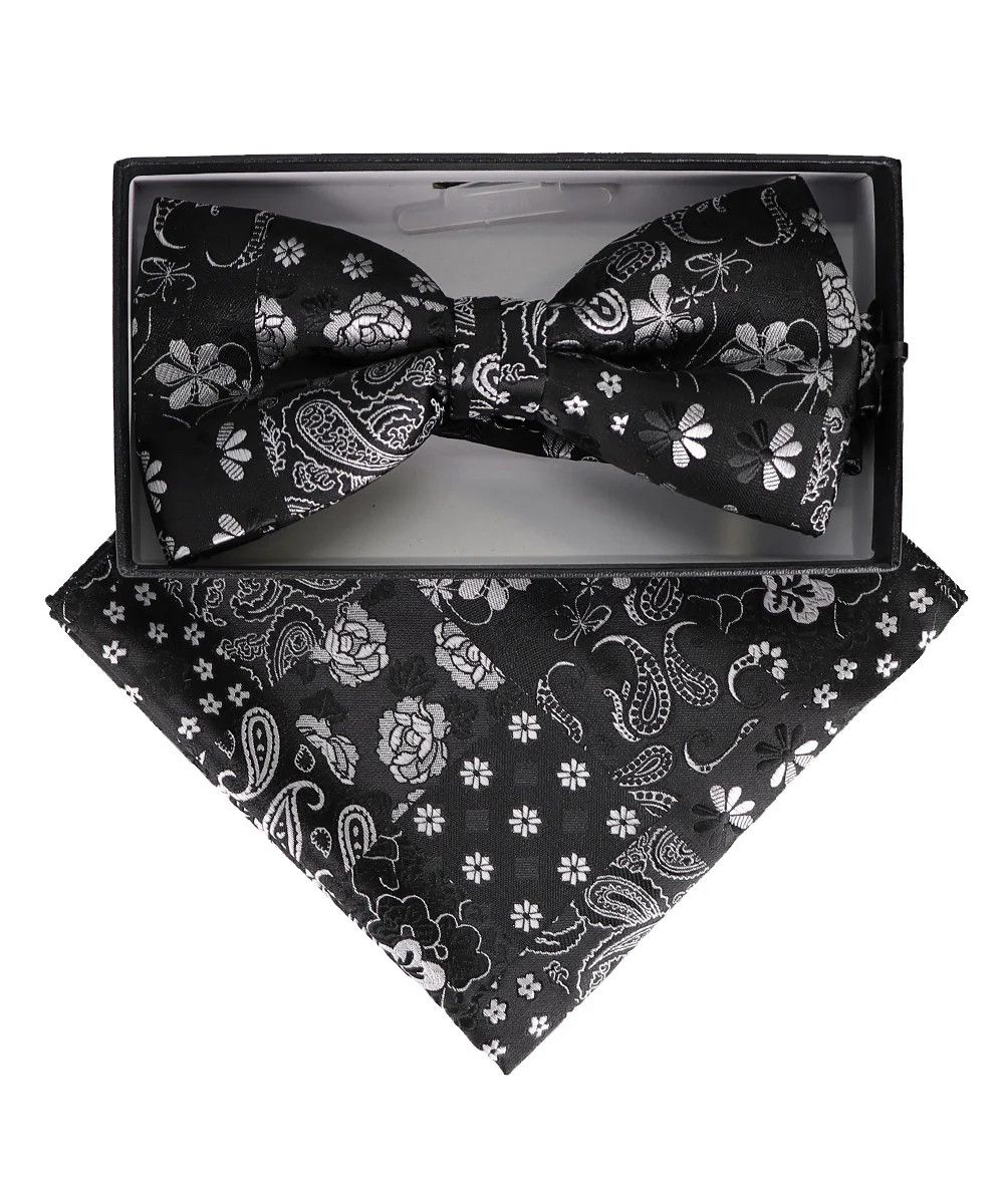 Paisley Bow Tie &amp; PS, Color: Black/Silver