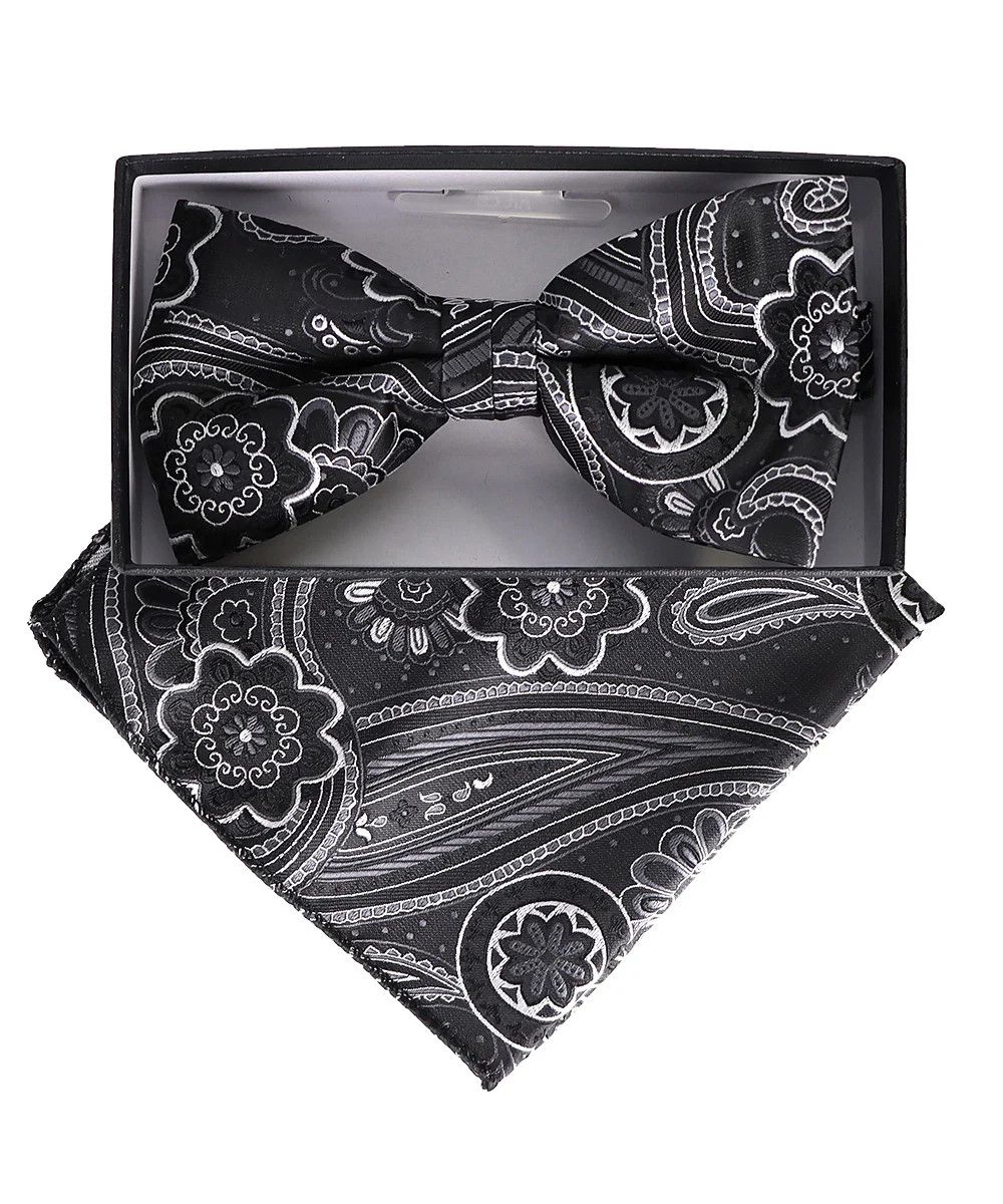 Paisley Bow Tie &amp; PS, Color: Black/Silver