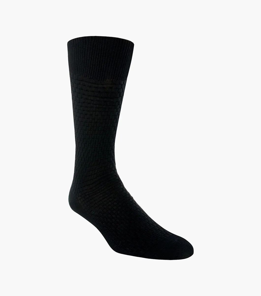 SA Basket Weave Dress Socks, Color: Black, Size: 8-13