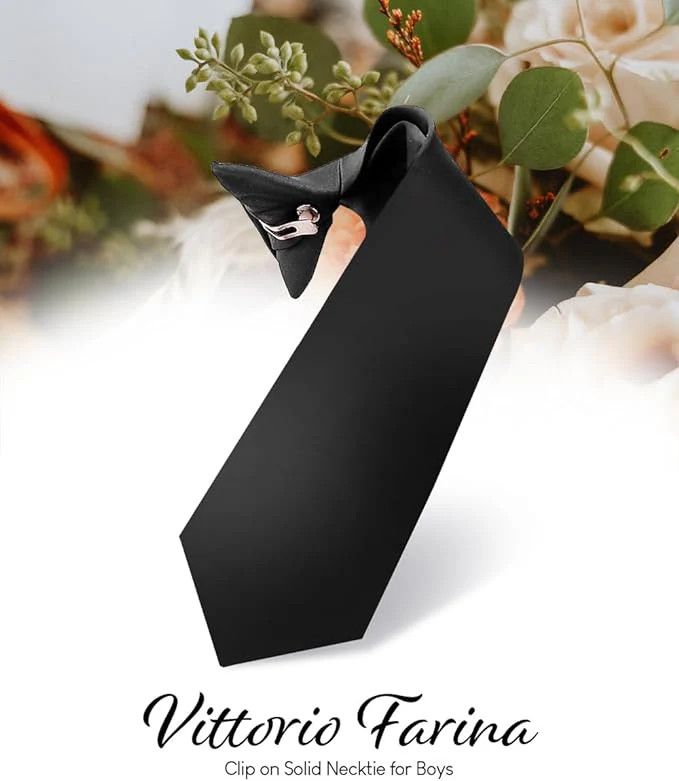 V.F. Boys Solid Clip Neck Tie, Color: Black, Size: 12in