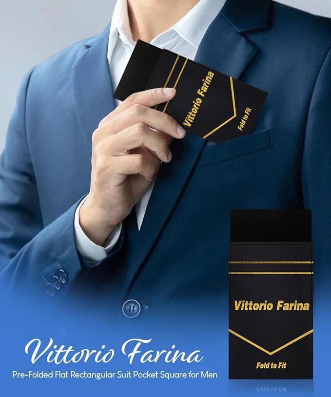 Pre-Folded Flat Pocket Square, Color: Black