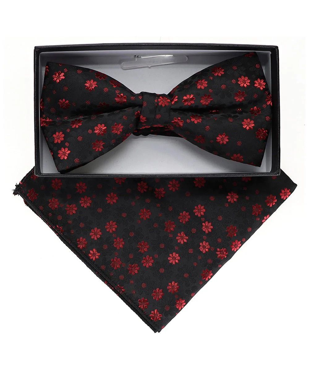 Floral Bow Tie &amp; PS, Color: Black/Red