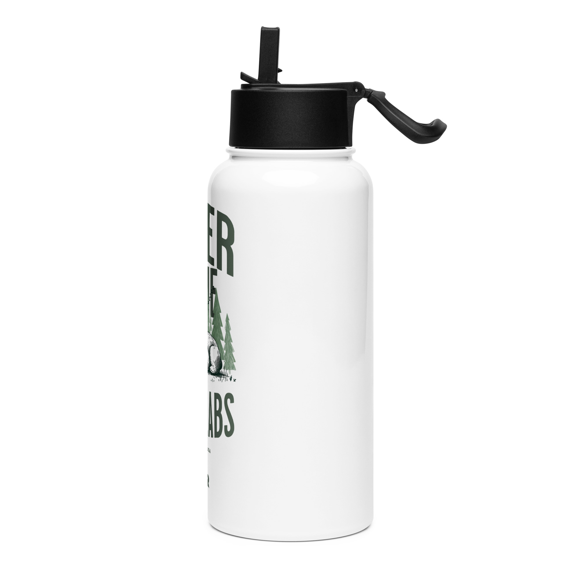 Stainless steel water bottle with a straw lid