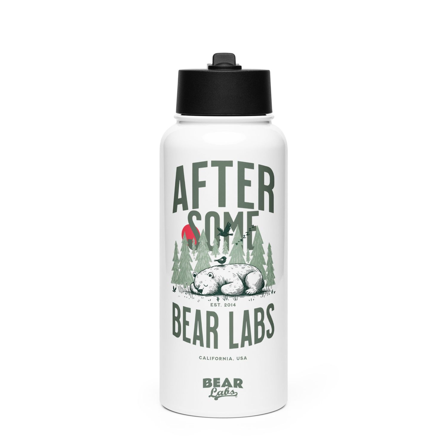 Stainless steel water bottle with a straw lid
