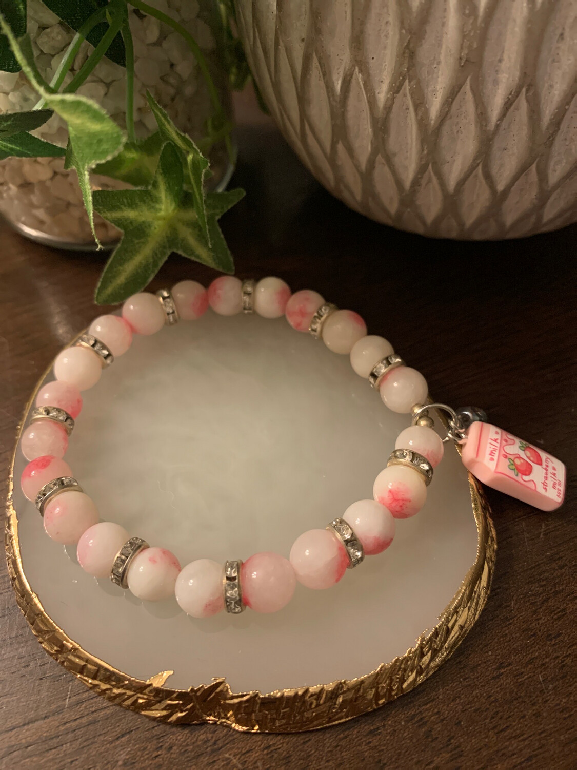 Kawaii Strawberry Milk Charm Bracelet