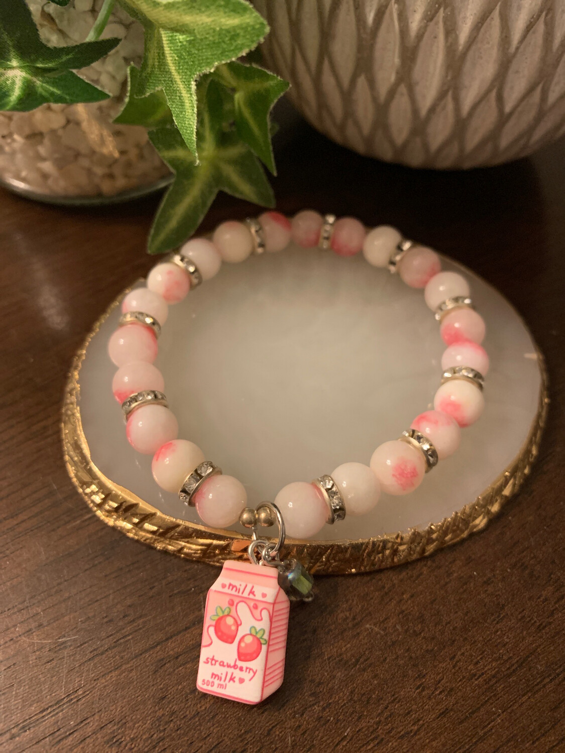 Kawaii Strawberry Milk Charm Bracelet