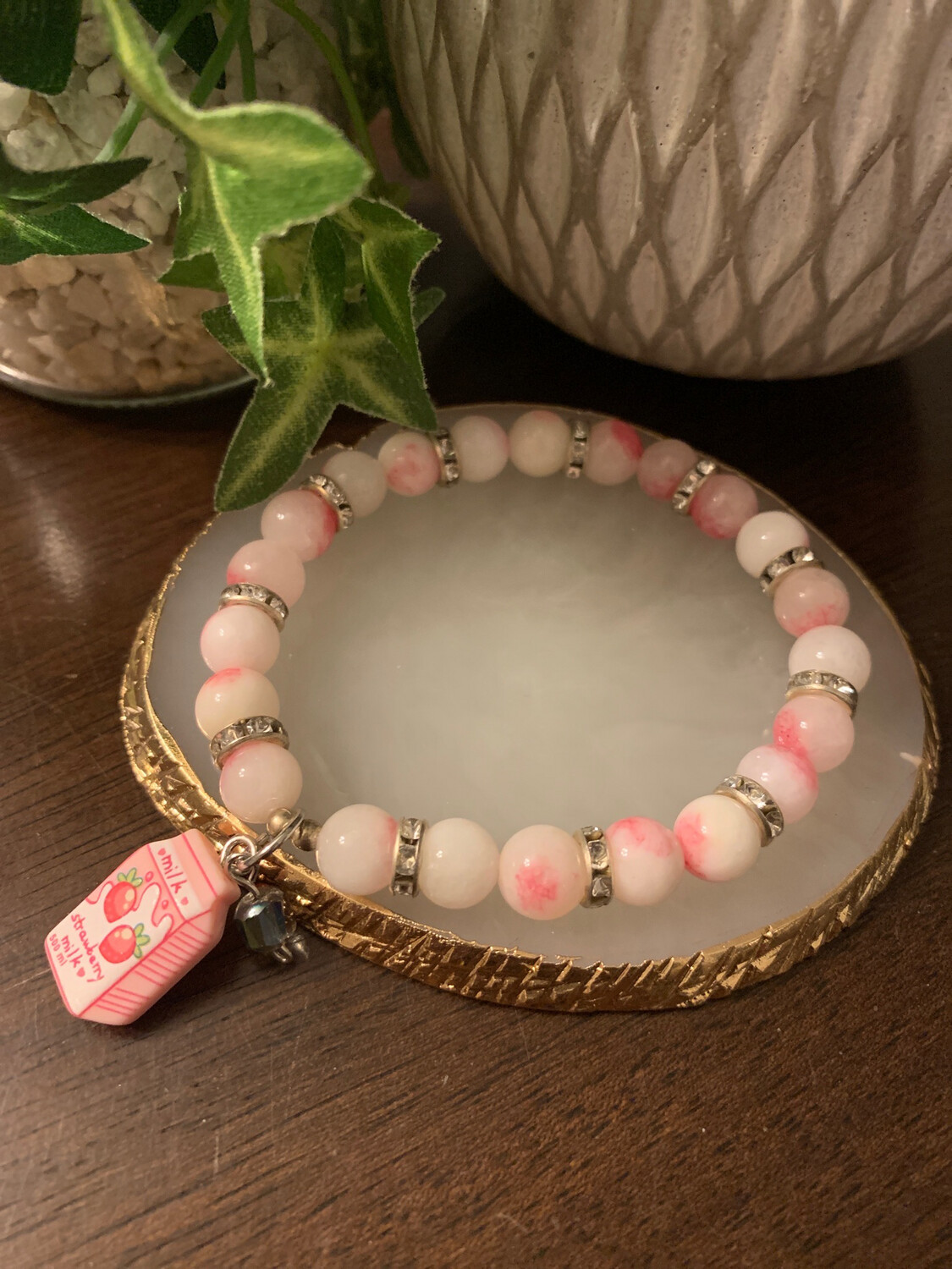 Kawaii Strawberry Milk Charm Bracelet