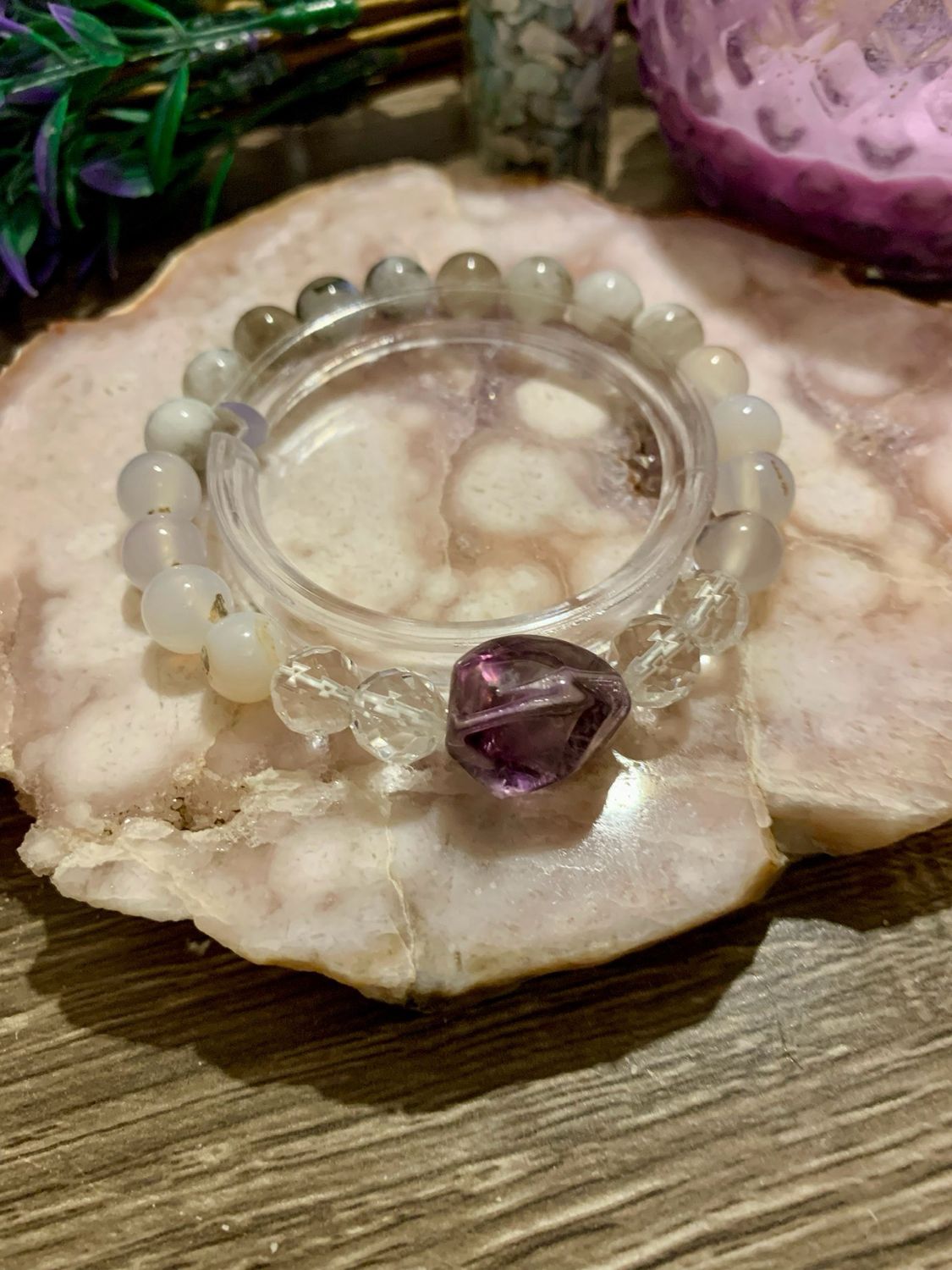 Ombre Sparkle Amethyst Crystal Bracelet